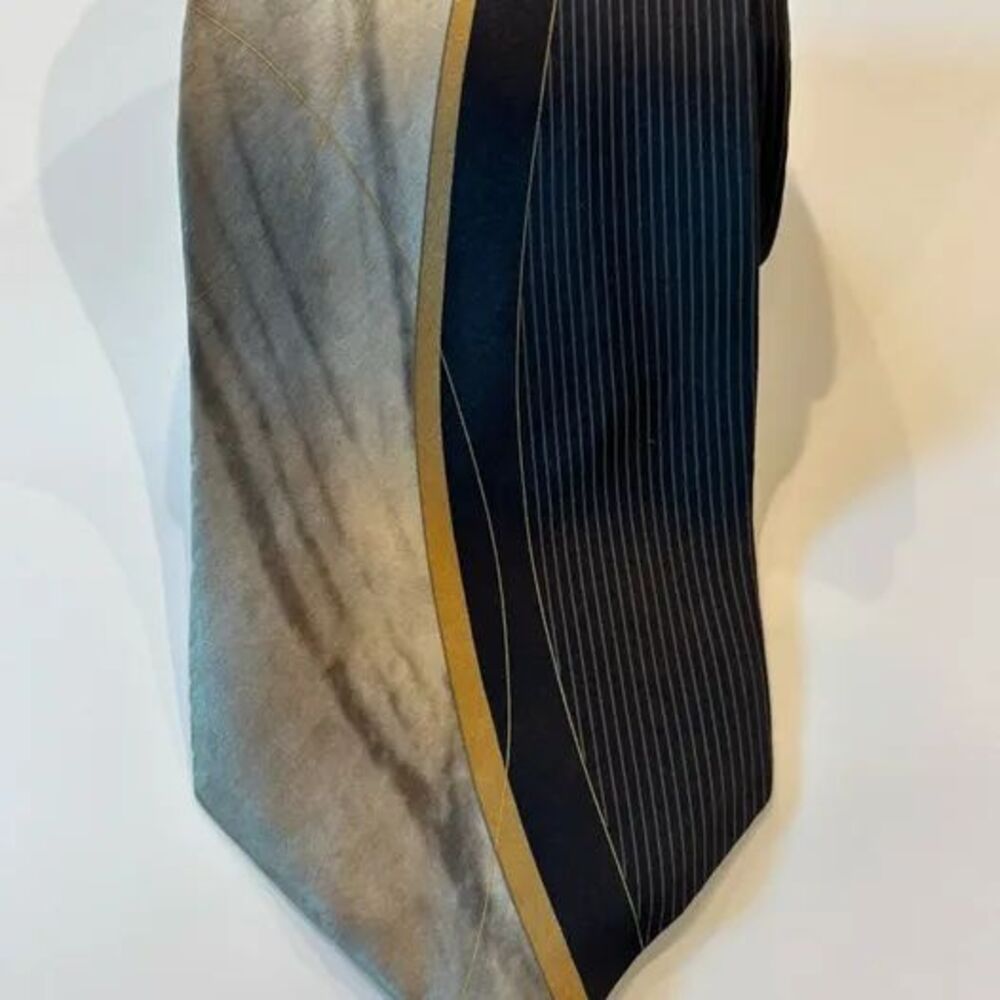 Stafford 100% Silk Tie Gold & Blue Abstract Design 3.5” x 60" Necktie